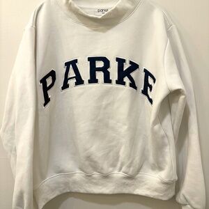 PARKE White and Navy Mockneck S/M